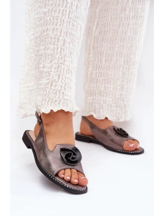 Lesklé Dámské Sandály S Ozdobou S.Barski KV51-006 Šedé