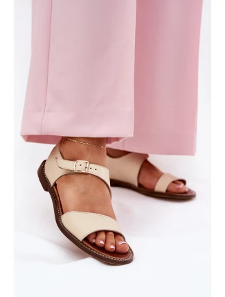 Dámské kožené ploché sandály Zazoo 3014 béžové