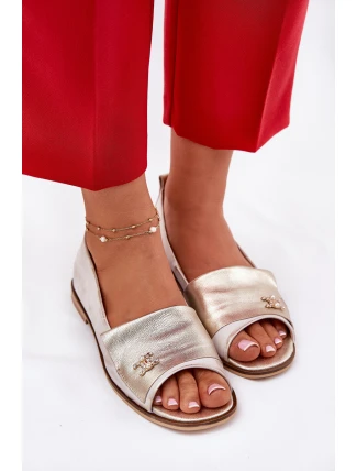 Kožené Elegantní Baletky S Odkrytými Prsty Zazoo 1865 Zlatý Ošoupaný Kožené Elegantní Baletky S Odkrytými Prsty Zazoo 1865 Zlatý Ošoupaný