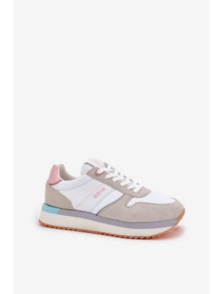 Semišové Dámské Tenisky Big Star RR274A047 HI-POLY SYSTEM Béžovo-Bílé