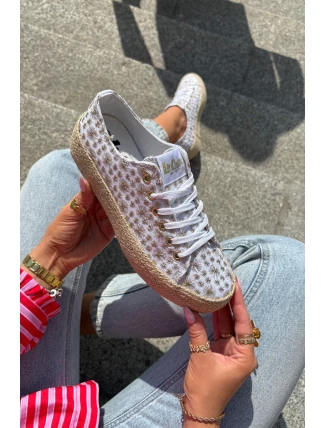 Vzorované Dámské Tenisky Na Platformě S Pletením Lee Cooper LCW-25-08-3648L Bílá-Zlatá