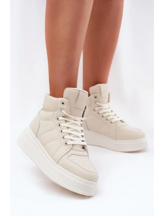Vysoké dámské sneakers na platformě béžové Tillive