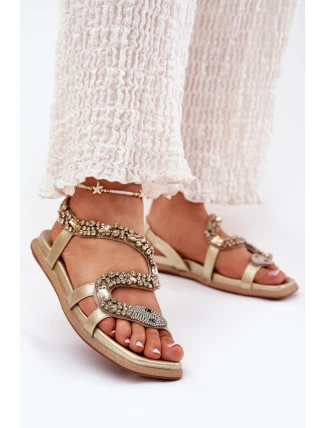 Dámské sandály se zdobením had eko kůže Artiker 56C1362 zlaté Dámské sandály se zdobením had eko kůže Artiker 56C1362 zlaté