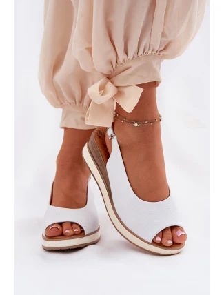 Kožené Sandály Na Klínu Artiker 56C2317 Bílé