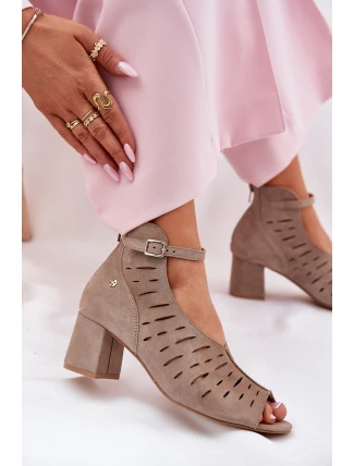 Dámské Semišové Boty Na Podpatku Maciejka Tmavě Béžové 06893-10