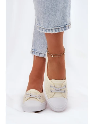 Dámské tenisky s výšivkou Lee Cooper LCW-25-31-3445L béžové