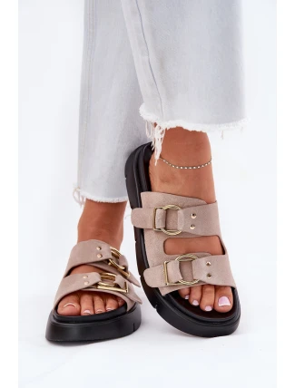 Dámské Sametové Sandały S Dekorativními Přezkami Big Star RR274659 Světle Růžové