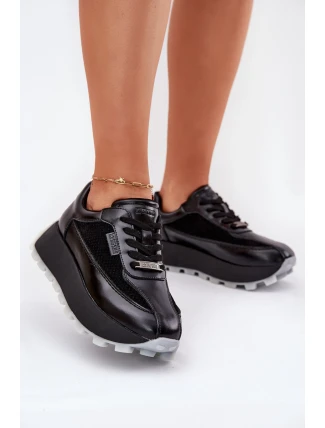 Dámské Kožené Tenisky Na Platformě Big Star RR274873 HI-POLY SYSTEM Černé