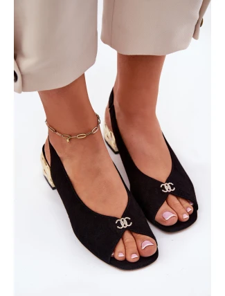 Semišové Elegantní Dámské Sandály CheBello 4724 Černé