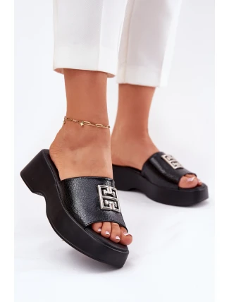 Kožené Dámské Pantofle S Ozdobou Černé Vinceza 79526 Kožené Dámské Pantofle S Ozdobou Černé Vinceza 79526