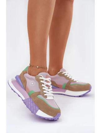 Semišové Dámské Tenisky Na Platformě Big Star RR274815 HI-POLY SYSTEM Růžové