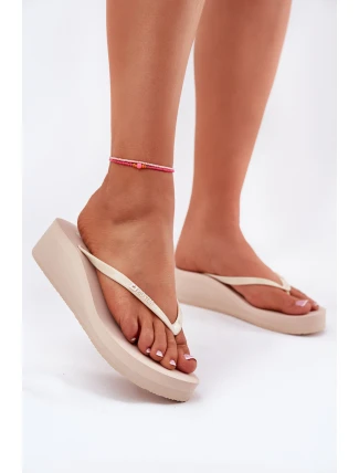 Dámské japonské sandály na klínu Big Star RR274A551 béžové