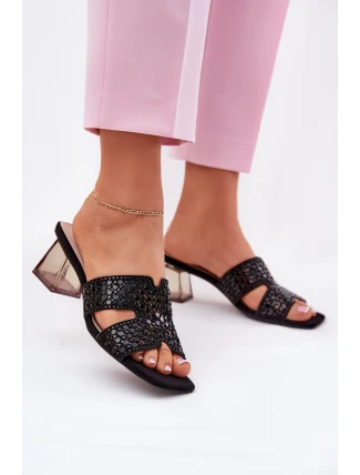 Dámské sandály na podpatku Vinceza 62230 černé