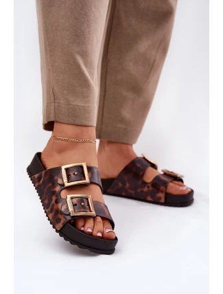 Voňavé Dámské Pantofle S Přezkami Leopardí Hnědé ZAXY RR285059