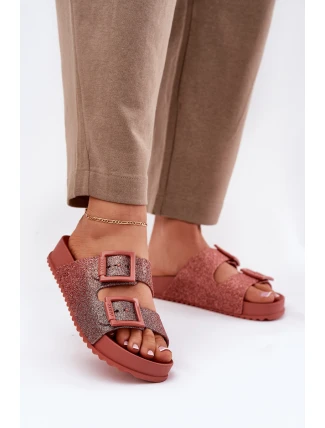 Voňavé Dámské Pantofle S Brilanty A Sponami Růžové ZAXY RR285025