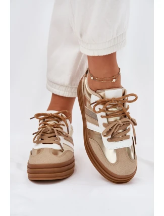 Dámské Tenisky Na Platformě S Dvojitým Šněrováním Leopardí Zlaté Klipy