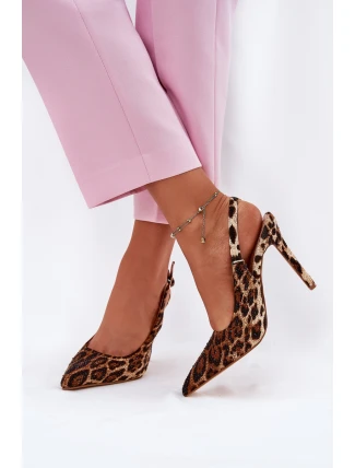 Zdobené Sandály Na Jehlách Panthera Hnědé Kemonia