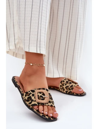 Plné Dámské Pantofle S Ozdobnou Přezkou Leopard Clariola Plné Dámské Pantofle S Ozdobnou Přezkou Leopard Clariola