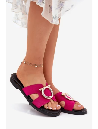 Dámské Pantofle Na Plochém Podpatku S Ozdobou Vinceza 17381 Fuchsie