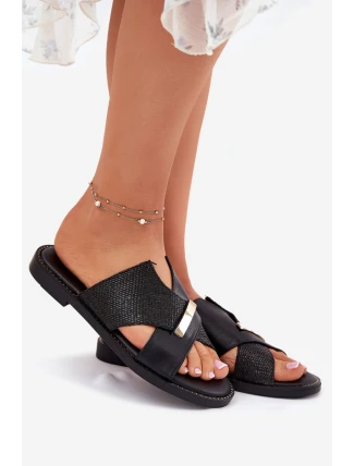 Dámské Pantofle Na Plochém Podpatku S Ozdobným Detalem Vinceza 17385 Černé Dámské Pantofle Na Plochém Podpatku S Ozdobným Detalem Vinceza 17385 Černé