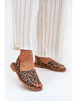 Zazoo 40327 Kožené Nazouvací Sandály Leopardí