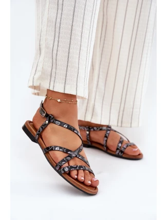 Ploché Kožené Sandály Dámské Maciejka 06635-05 Černé