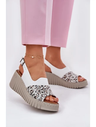 Dámské Sandály Z Přírodní Kůže Na Klínu Bílé Artiker 56C0958
