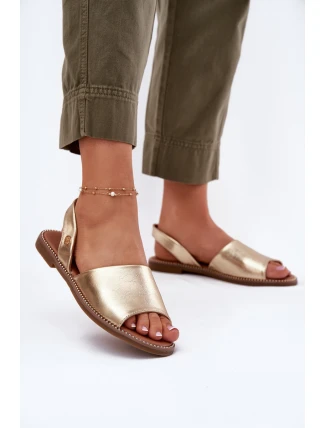 Dámské Sandály Na Plochém Podpatku Eko Kůže Zlaté Dereka