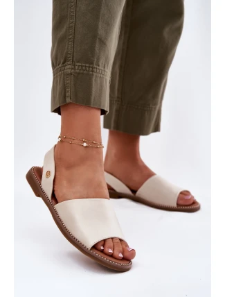 Dámské sandály na plochém podpatku eko kůže béžové Dereka Dámské sandály na plochém podpatku eko kůže béžové Dereka