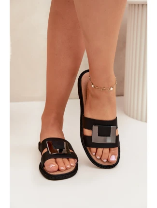 Dámské Ploché Pantofle S Ozdobným Detalem Artiker Černé 56C1336