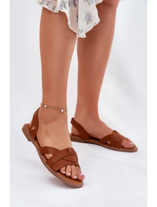 Ploché Dámské Sandály Z Eko Kůže Camel Illoria