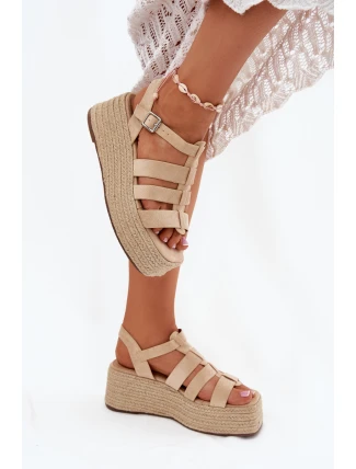 Dámské Sandály S Pásky A Pleteninou Béžové Pardauss
