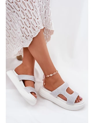 Zdobené Dámské Pantofle Na Platformě Bílé Jestella