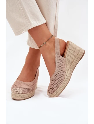 Dámské sandály na klínu s pletením růžové Tulliata