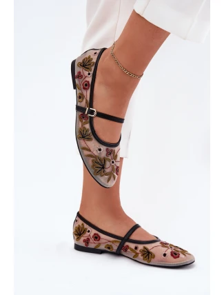 Baleríny S Vyšíváním A Páskem Černé Lilindraen