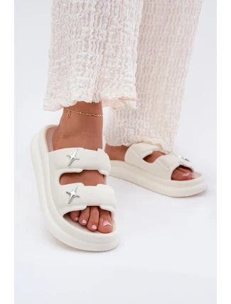 Dámské Pěnové Pantofle Na Platformě Ecru Falowena