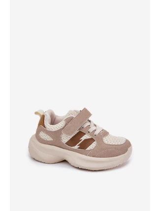 Dětské Sportovní Boty Tenisky Na Suchý Zip Béžové Selinea