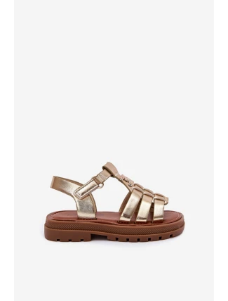 Dívčí sandály s dekorativním detailem zlaté Serina Dívčí sandály s dekorativním detailem zlaté Serina