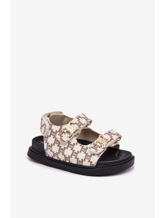 Dětské Sandály Na Suchý Zip Se Zlatými Detaily Béžové Cavina Dětské Sandály Na Suchý Zip Se Zlatými Detaily Béžové Cavina
