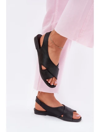 Dámské kožené sandály černé Zazoo 40407