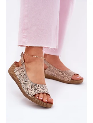 Kožené Dámské Sandály Na Klínku Maciejka L7069-04 Béžové Kožené Dámské Sandály Na Klínku Maciejka L7069-04 Béžové