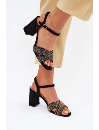 Dámské sandály na podpatku černé Almera