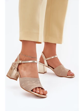 Dámské Sandály Na Sloupkovém Podpatku Zlaté Sarena