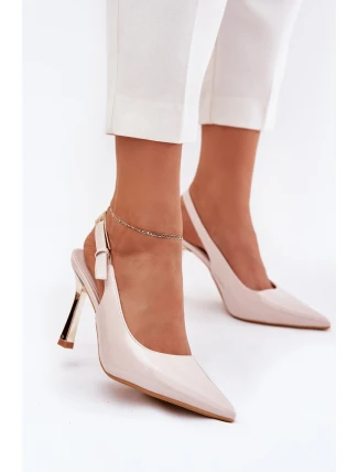 Lakované Lodičky S Otevřenou Patou A Špičatými Špičkami Světle Béžové Rivori Lakované Lodičky S Otevřenou Patou A Špičatými Špičkami Světle Béžové Rivori