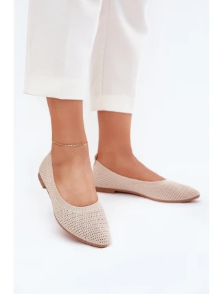 Síťované Textilní Baleríny Dámské Béžové Sarina