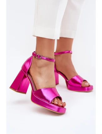 Lakovane Dámské Sandály Na Podpatku Fuchsie Marila