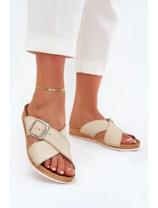 Dámské Kožené Sandály S Přezkou Béžové Inblu VO0004GU