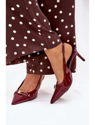 Lakovane Lodičky Na Jehlovém Podpatku Se Zlatou Sponou Bordové Vivae