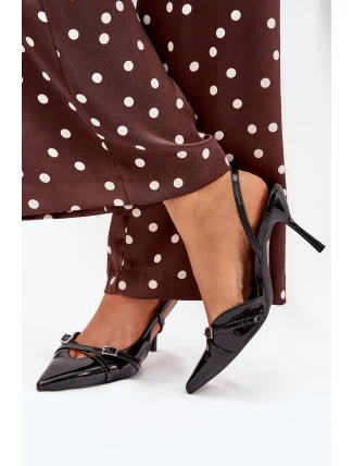 Lakovane Čerpadla S Otevřenou Patou A Pásky Černé Ravira