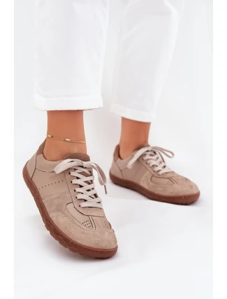 Dámské Kožené Tenisky Barefoot Zazoo N1277S2 Béžové